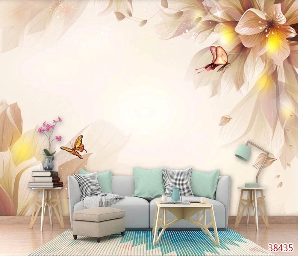 Tranh dán tường 3d hình bướm thơ mộng