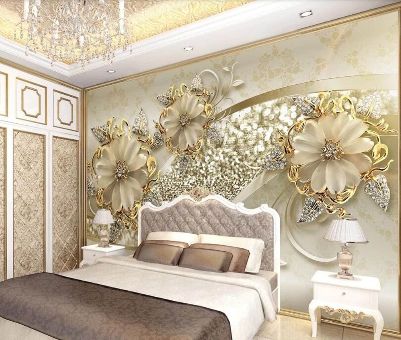 Tranh dán tường 3D phong cách tân cổ điển sang trọng