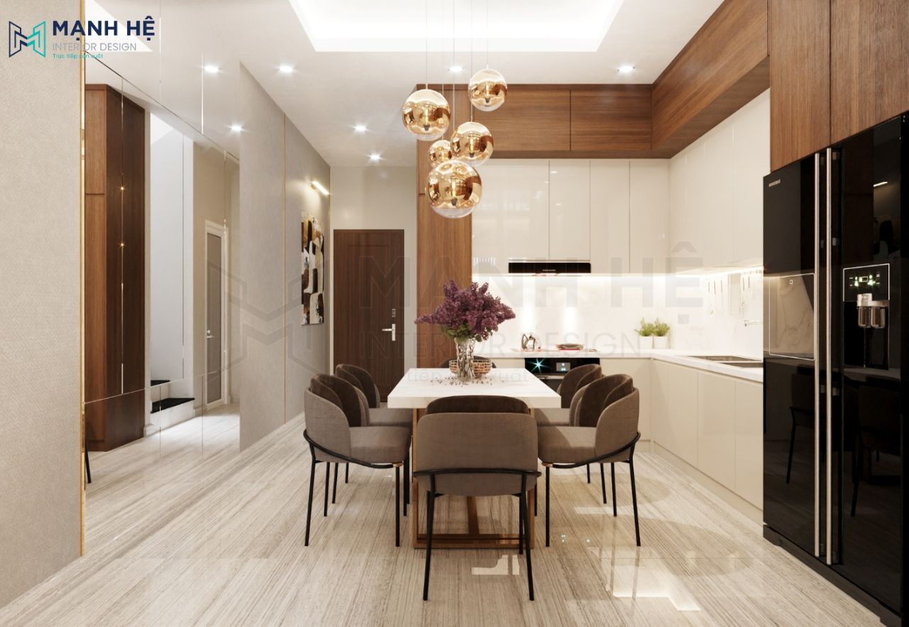 Nội thất phòng bếp gỗ công nghiệp tiện nghi