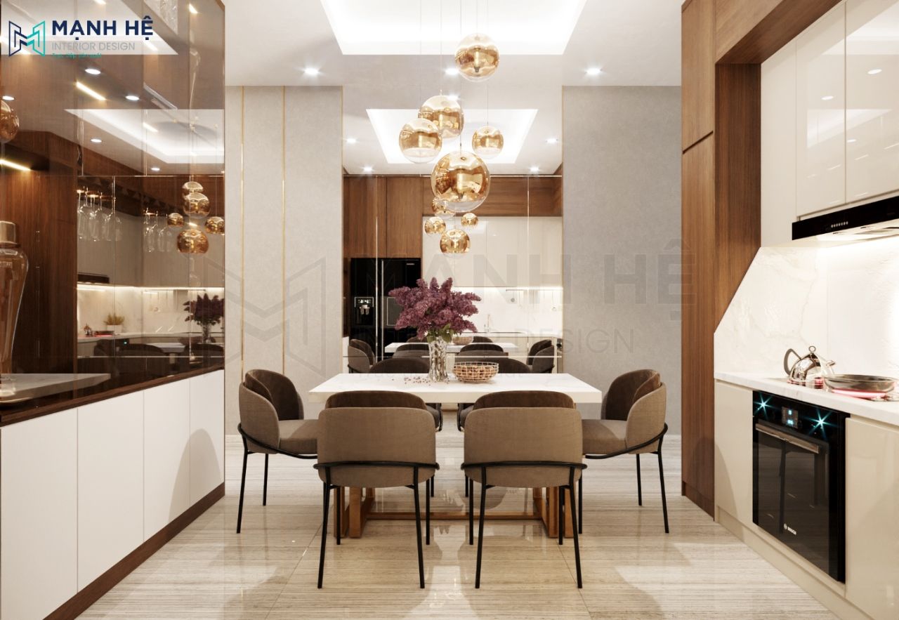 Kính thủy ốp tường cho phòng bếp thêm phần sang trọng