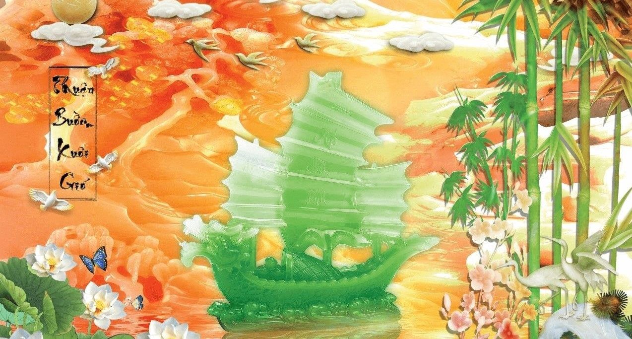 Tranh dán tường 5D phòng khách mang ý nghĩa may mắn, thuận buồm xuôi gió