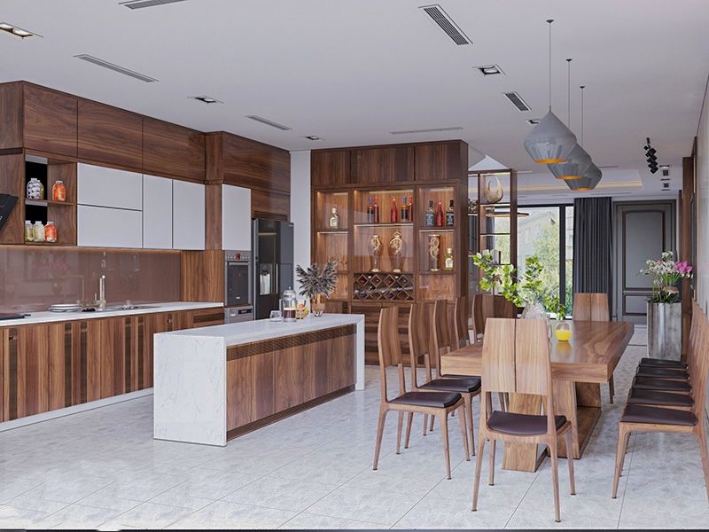 Bàn ghế ăn gỗ tự nhiên thể hiện đẳng cấp gia chủ và giá trị căn nhà