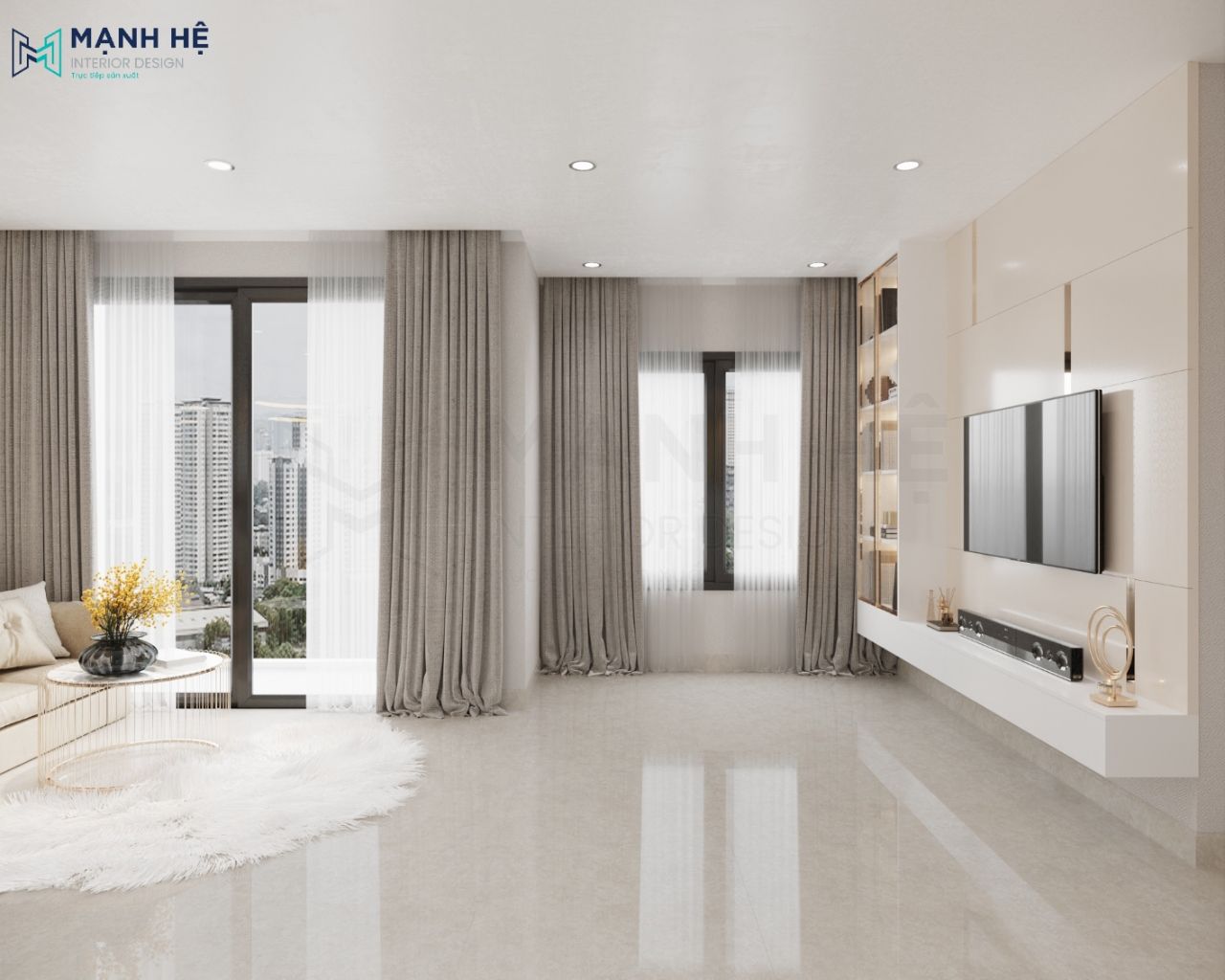 Rèm cửa 2 lớp cho cửa ra ban công và cửa sổ giúp tận dụng ánh sáng tự nhiên