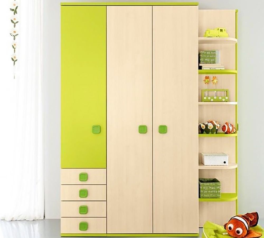 Mẫu 18: Tủ quần áo trẻ em màu xanh lá cây nổi bật