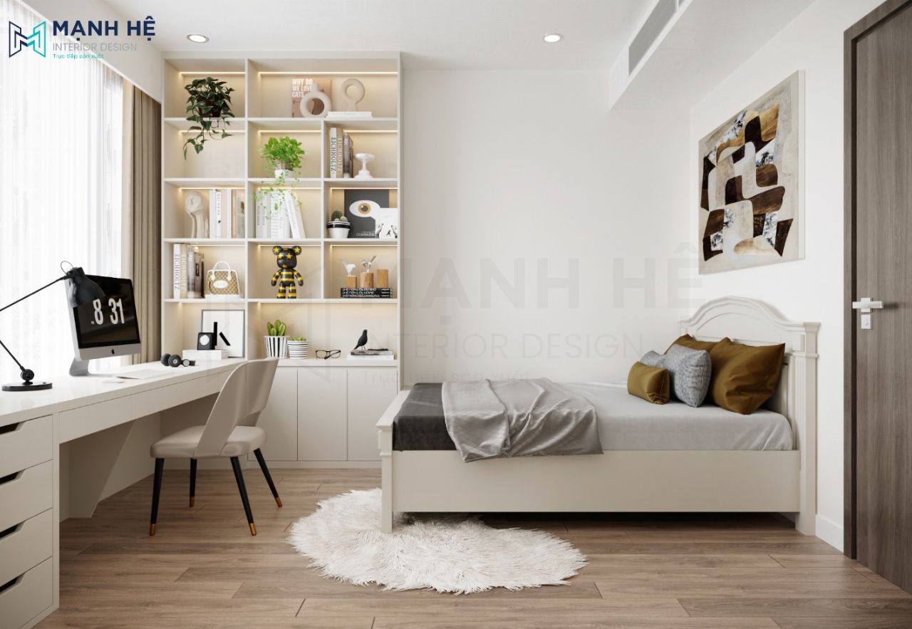 Kệ sách cao ngang trần tăng không gian trang trí và lưu trữ