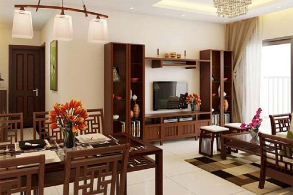 Kệ tivi kết hợp bàn thờ treo từ gỗ tự nhiên