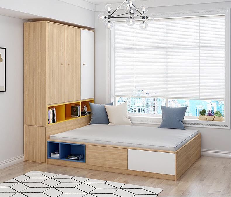 Giường đơn liền tủ quần áo cho cho người độc thân vui tính