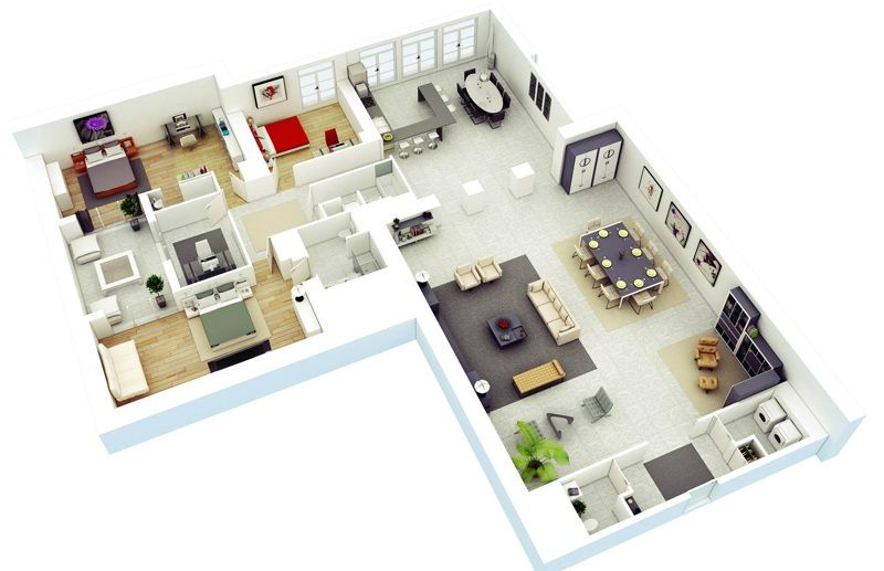 Bản thiết kế nhà cấp 4 mái thái 3 phòng ngủ đầy đủ tiện nghi