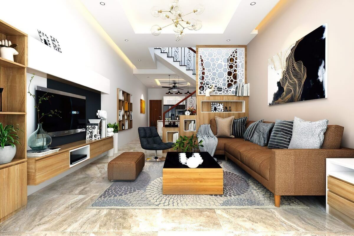 Mẫu 10: Kệ tivi với ngăn hộc nhỏ để đồ ở dưới