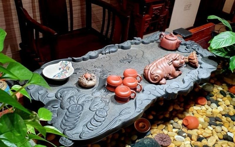 Bàn trà đạo đá tự nhiên nguyên khối sống động tới từng chi tiết