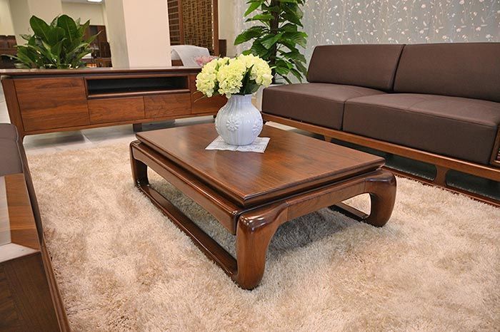 Bàn trà đạo Nhật bằng gỗ óc chó Walnut tự nhiên nguyên khối vô cùng sang trọng
