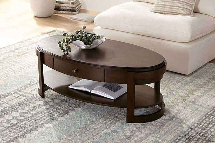 Bàn trà đạo kiểu Nhật oval tạo sự sang trọng cho căn phòng
