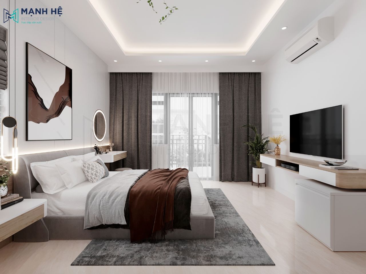 Thiết kế rèm cửa 2 lớp với gam màu nhẹ nhàng, thanh tao