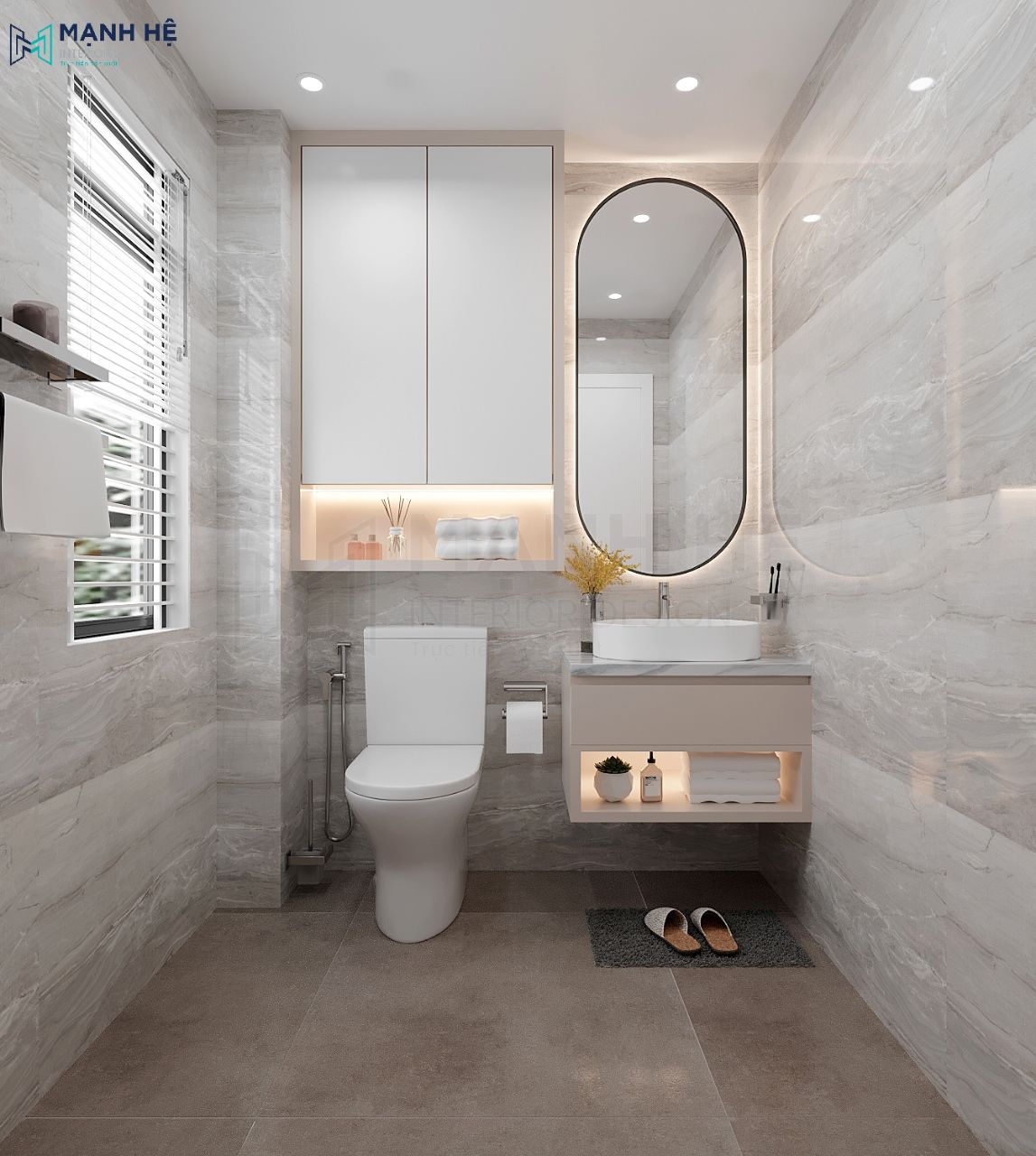 Thiết kế nhà vệ sinh đẹp hiện đại trong phòng ngủ lớn số 01