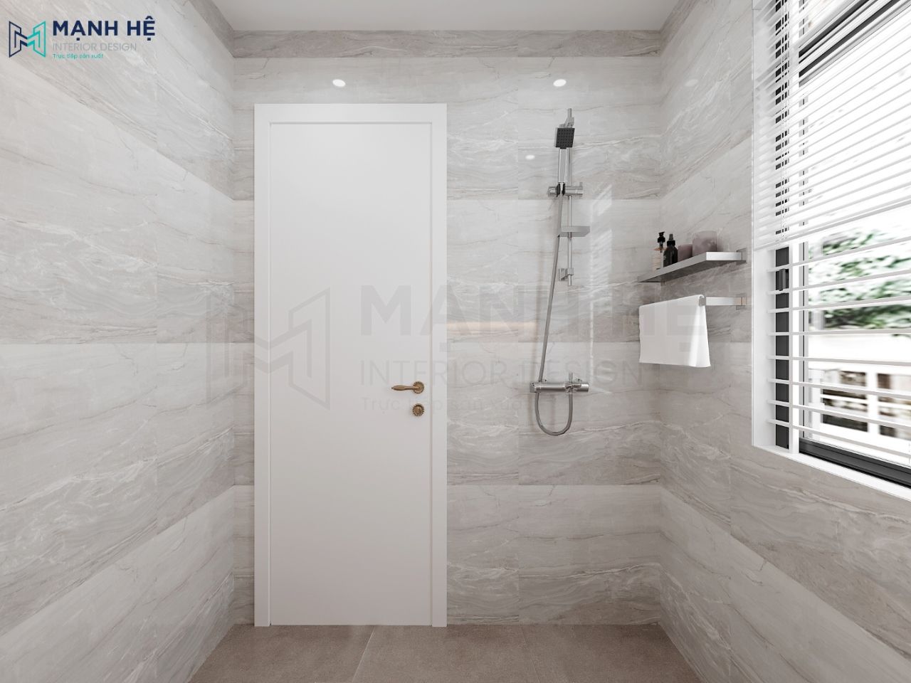 Thiết kế nội thất nhà vệ sinh đẹp hiện đại được ốp gạch toàn bộ