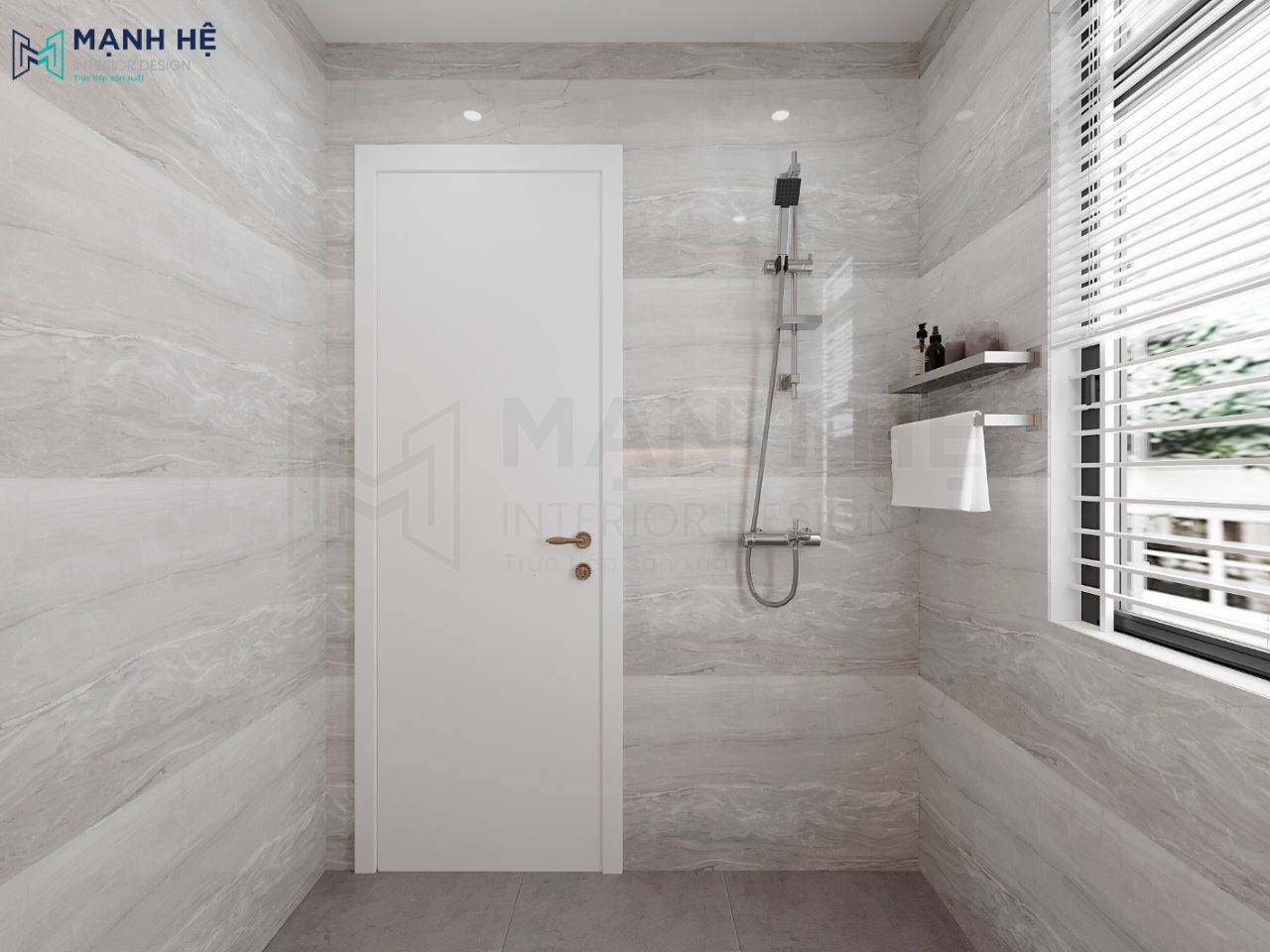 Thiết kế nội thất nhà vệ sinh đẹp hiện đại được ốp gạch toàn bộ