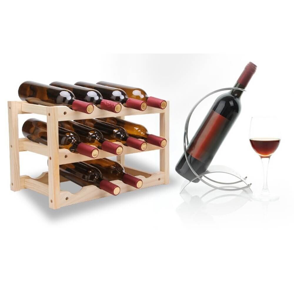Mẫu 11: Giá để rượu vang mini đơn giản kết hợp với tủ bếp