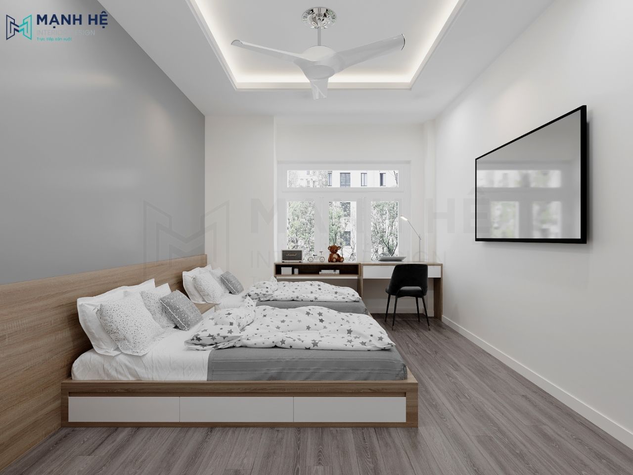 Ngăn kéo âm dưới giường giúp tối ưu không gian lưu trữ nhưng vẫn tiết kiệm diện tích