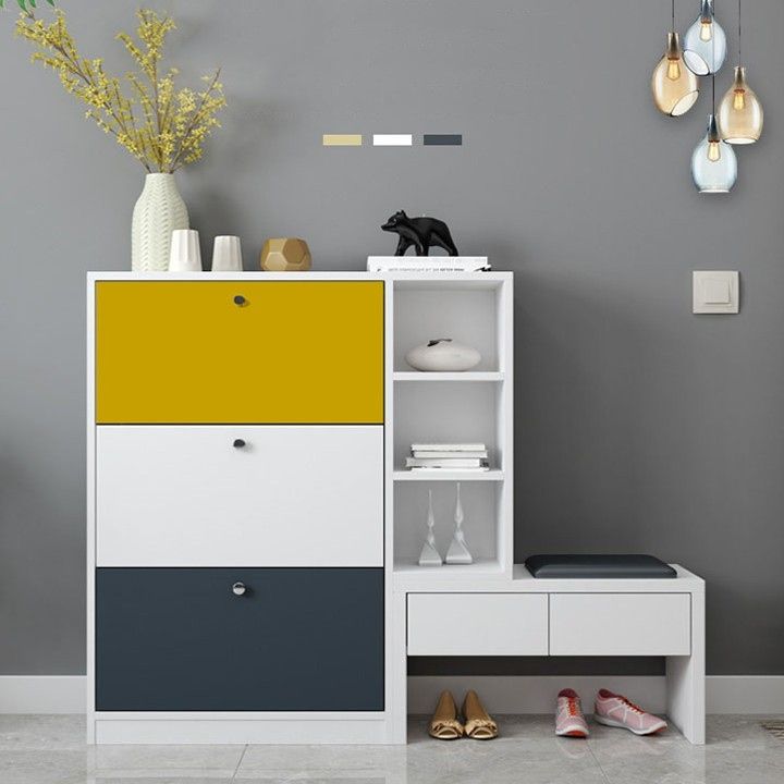 Mẫu 11: Tủ giày thông minh có ghế ngồi kết hợp với tủ cất đồ cực kỳ tiện lợi