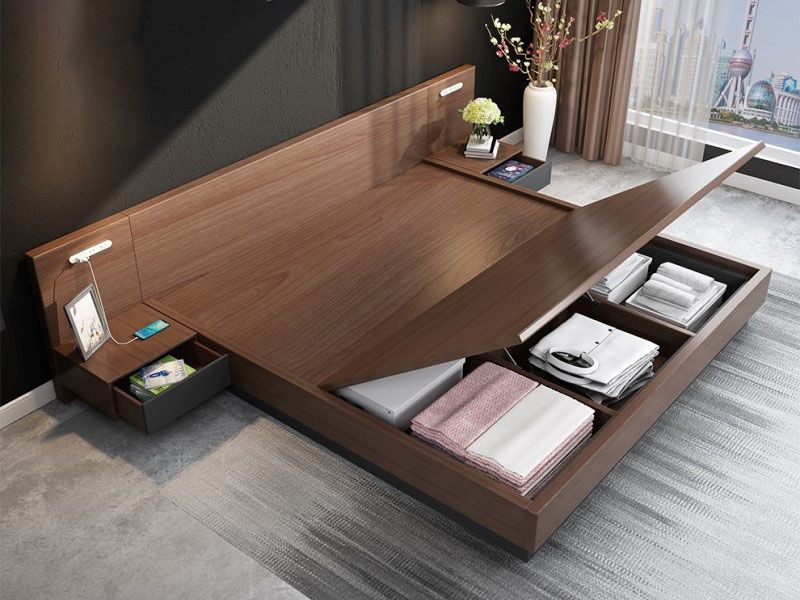 Mẫu giường bệt kết hợp kèm ngăn hộc đa năng