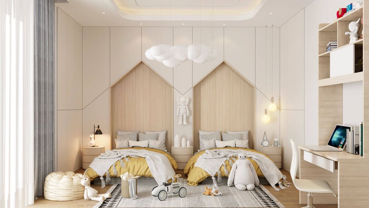 Mẫu 24: giường trẻ em hình ngôi nhà dạng thấp