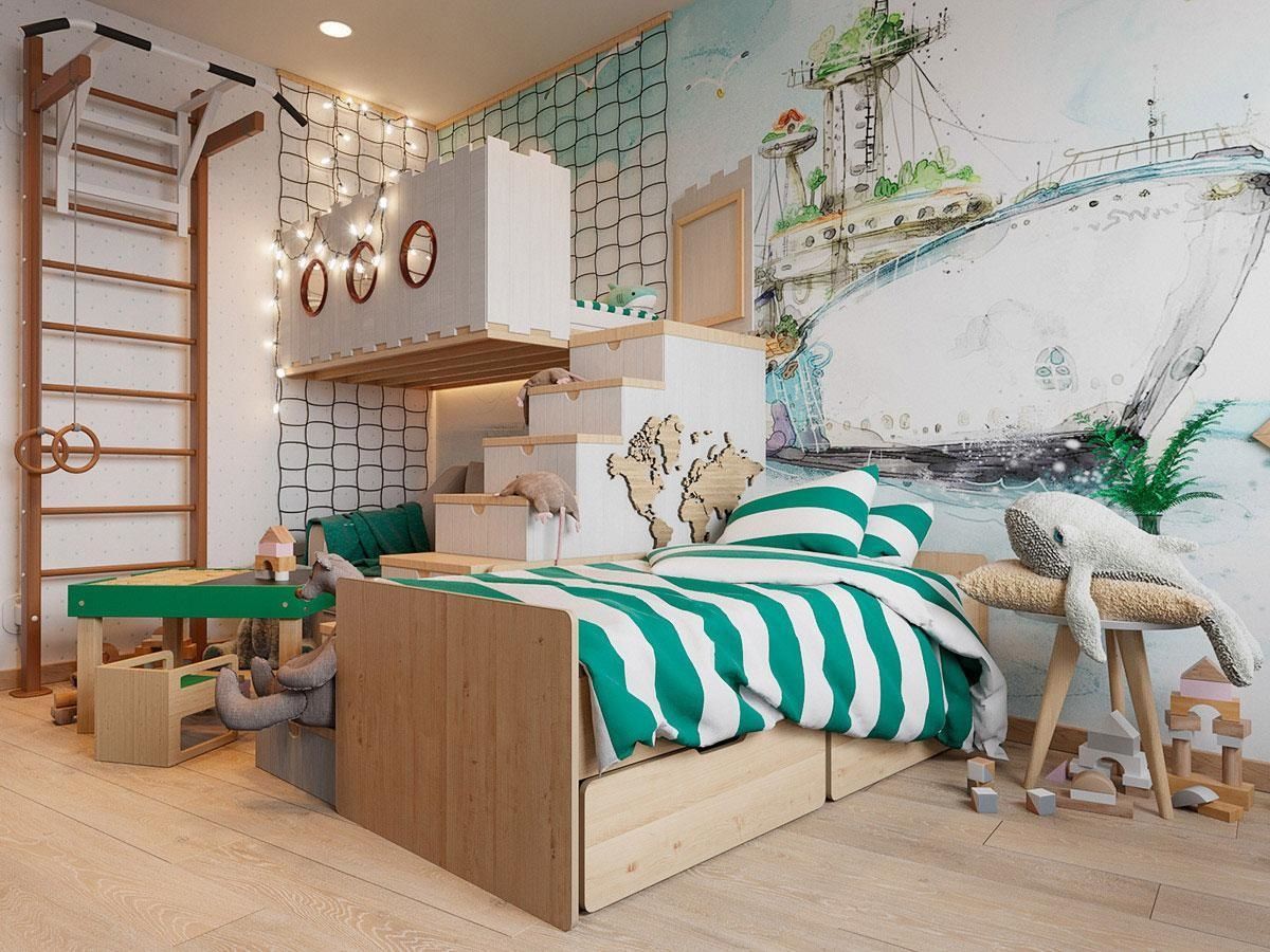 Mẫu 14: Mẫu giường trẻ em bằng gỗ phong cách rustic bắt mắt