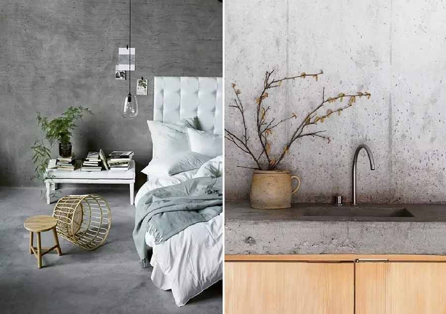 Giấy dán tường giả bê tông phù hợp với nhiều không gian