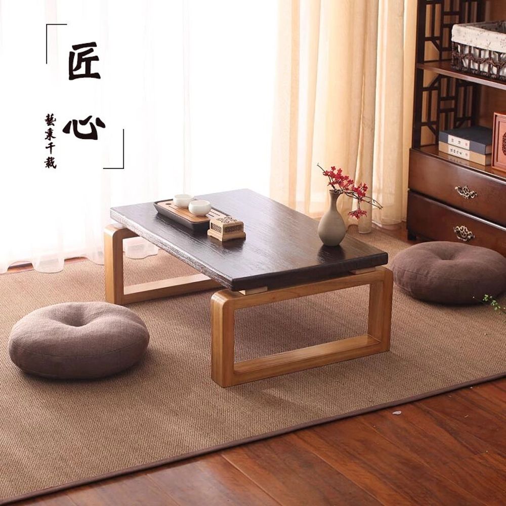 Bàn ăn ngồi bệt 2 người với thiết kế chân bàn hình chữ nhật độc đáo