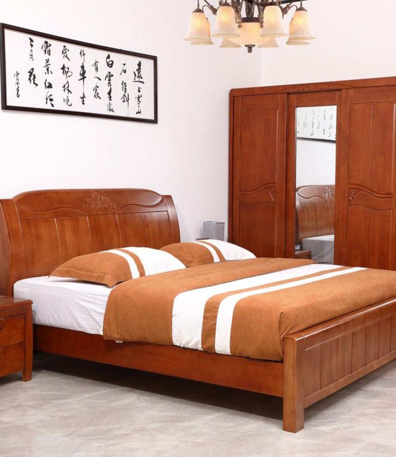 Giường gỗ xoan đào 1m8 cho phòng ngủ chính