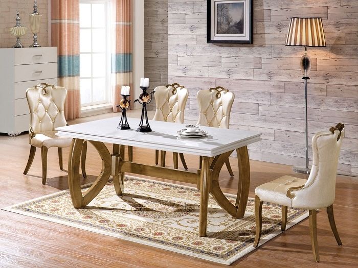 Mẫu 9: Bàn ăn tân cổ điển dành cho 4 người ăn bố trí hợp lý, phù hợp mọi gia đình