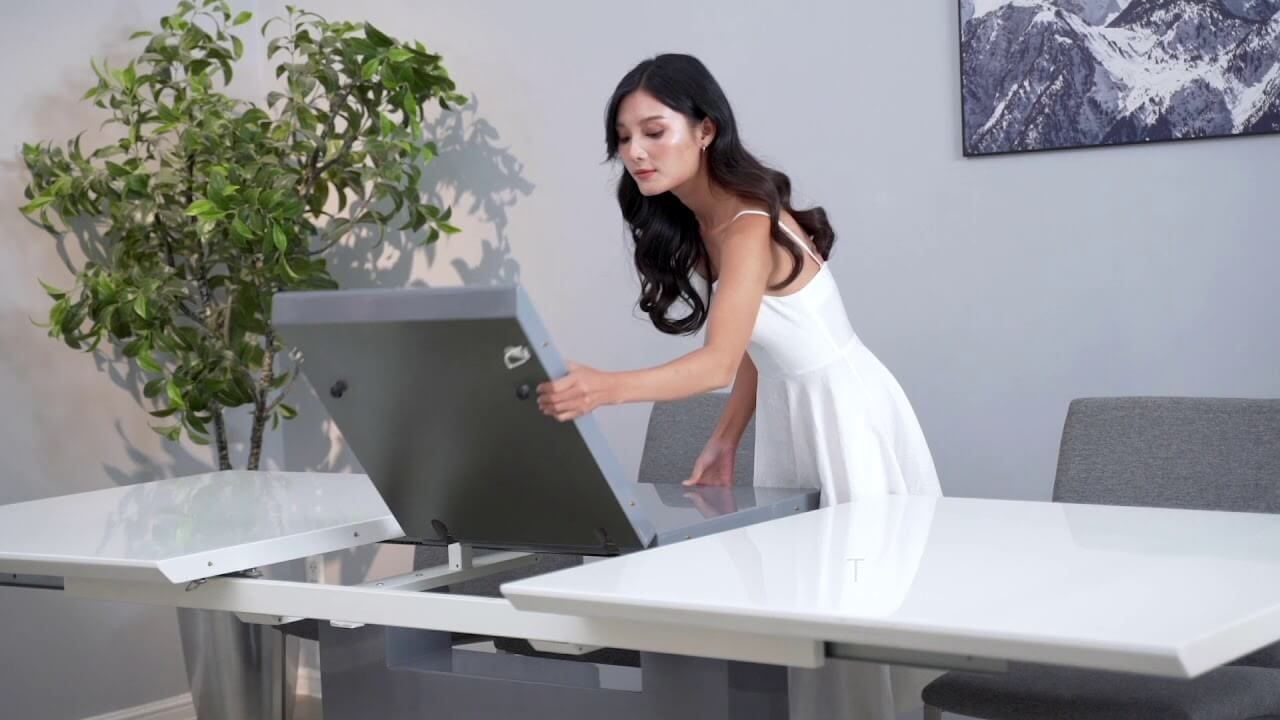 Xu hướng thiết kế bàn ăn thông minh kéo dài dạng nắp hiện đại mới nhất