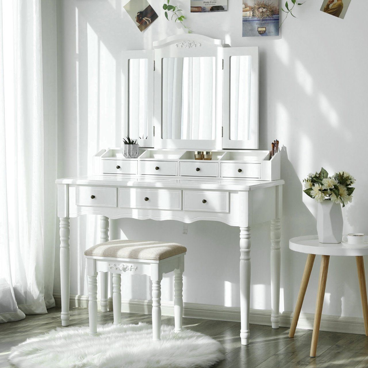 Bộ bàn ghế trang điểm phong cách châu âu