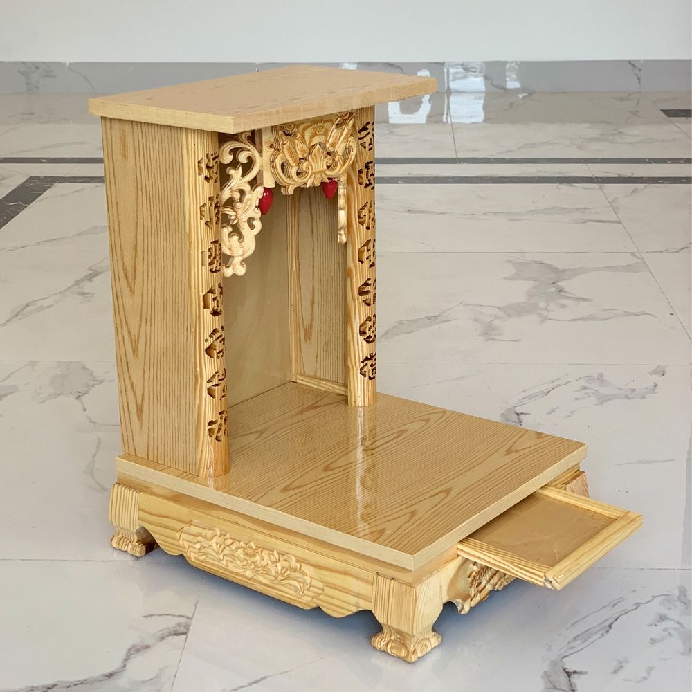 Bàn thờ gỗ pơ mu thờ thần tài, thêm tài lộc dồi dào cho gia chủ