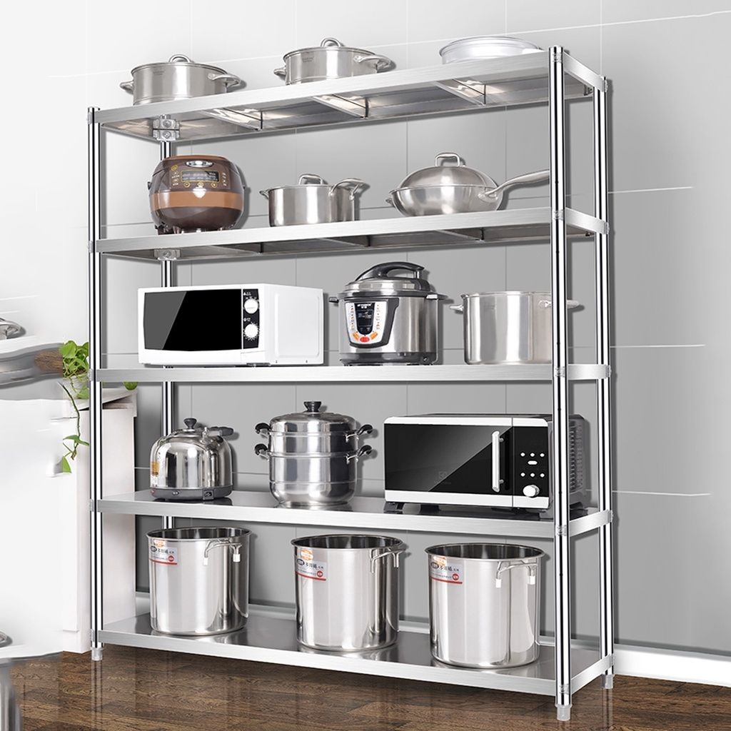 Mẫu 2: Kệ để đồ nhà bếp inox 5 tầng giúp căn bếp gọn gàng hơn