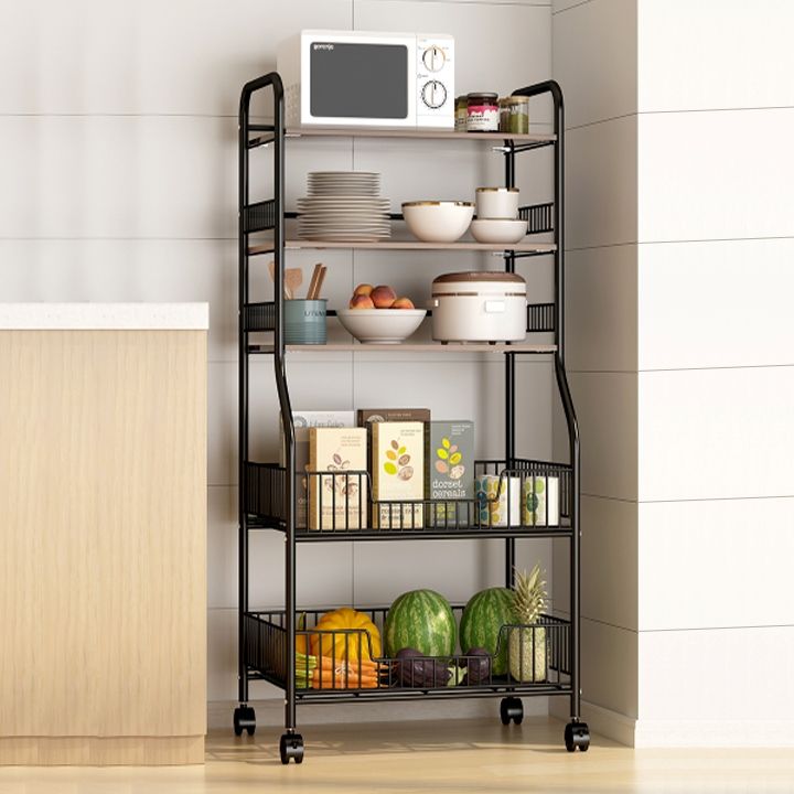 Mẫu 12: Kệ để lò vi sóng và gia vị, rau củ có bánh xe tiện lợi