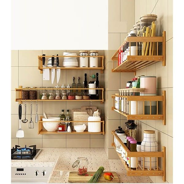 Kệ để đồ nhà bếp gỗ dạng treo