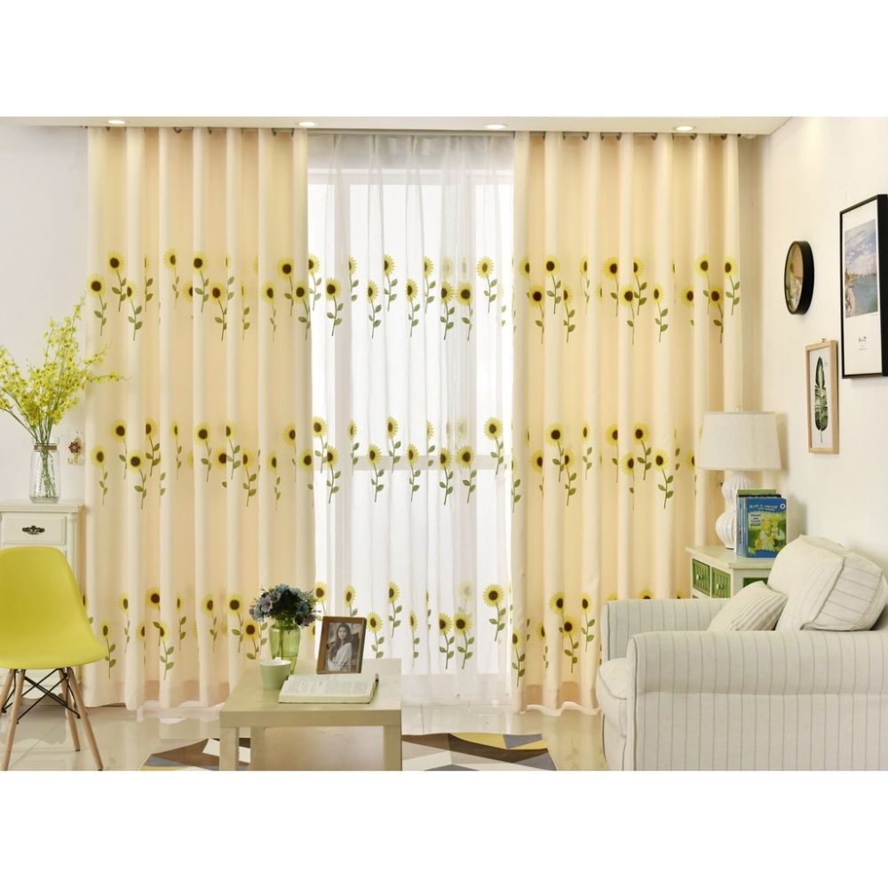 Mẫu 12: Trang trí rèm cửa đẹp vải voan họa tiết hoa trang trí đẹp mắt, ấn tượng