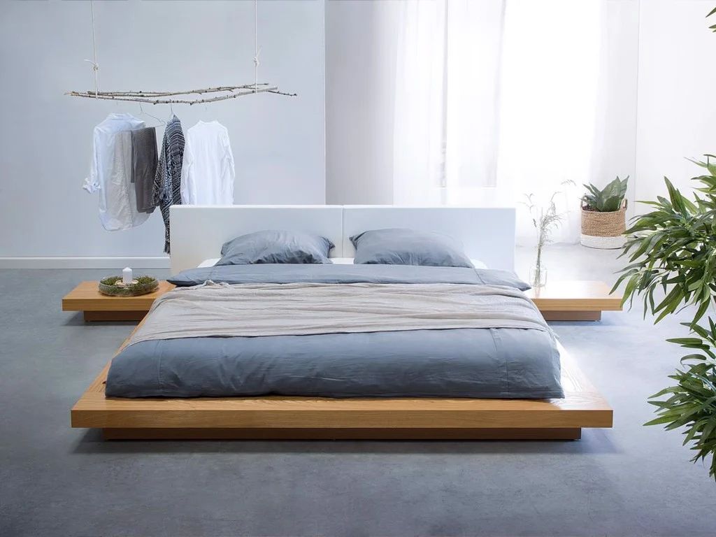 Giường bệt gỗ sồi kiểu Nhật mang lại cảm giác thanh nhàn, an yên