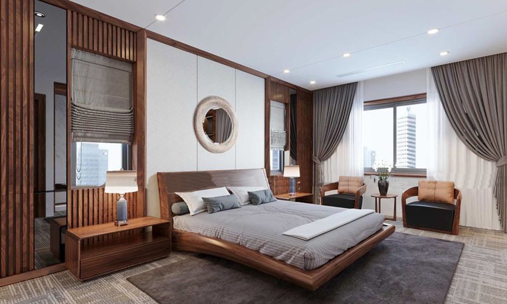 Mẫu giường ngủ óc chó với vẻ ngoài sang trọng, cao cấp