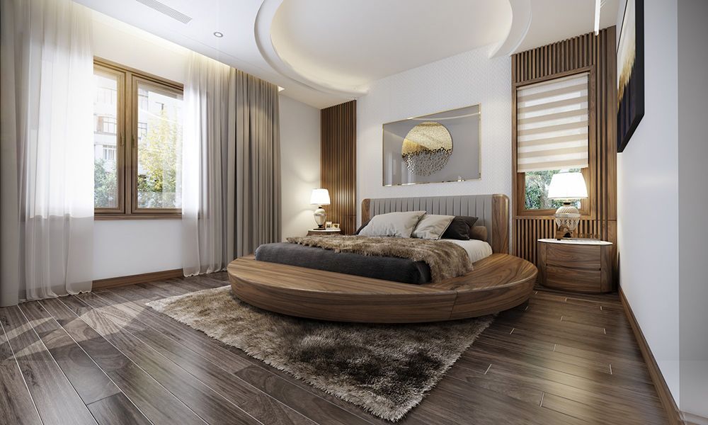 Thiết kế giường gỗ óc chó độc đáo thân thiện với sức khỏe người dùng
