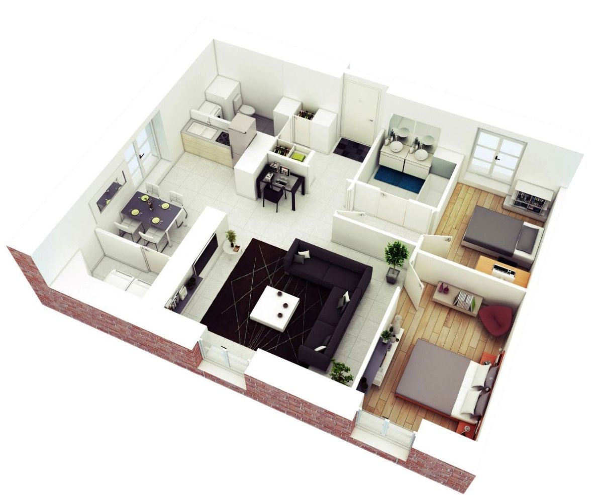 Mẫu 5: Bày trí phòng ngủ cho nhà 50m2 tràn ngập ánh sáng tự nhiên