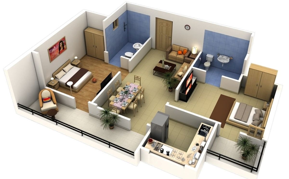 Mẫu nhà 50m2 2 phòng ngủ đẹp mê ly cho gia đình bạn