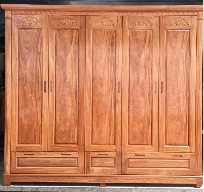 Tủ quần áo gỗ đinh hương 5 cánh sang trọng