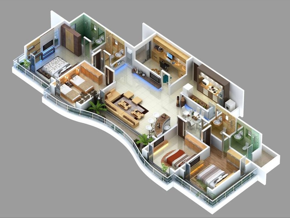 Mẫu thiết kế căn hộ 4 phòng ngủ sử dụng gỗ công nghiệp hiện đại đón đầu xu hướng nhưng vẫn rất tiện nghi