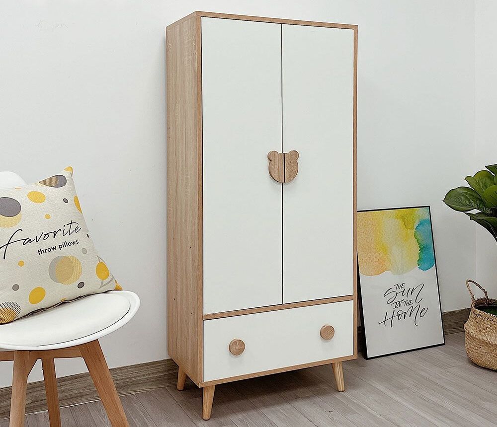 Mẫu tủ quần áo trẻ em gỗ công nghiệp giá rẻ với màu sắc nhã nhặn