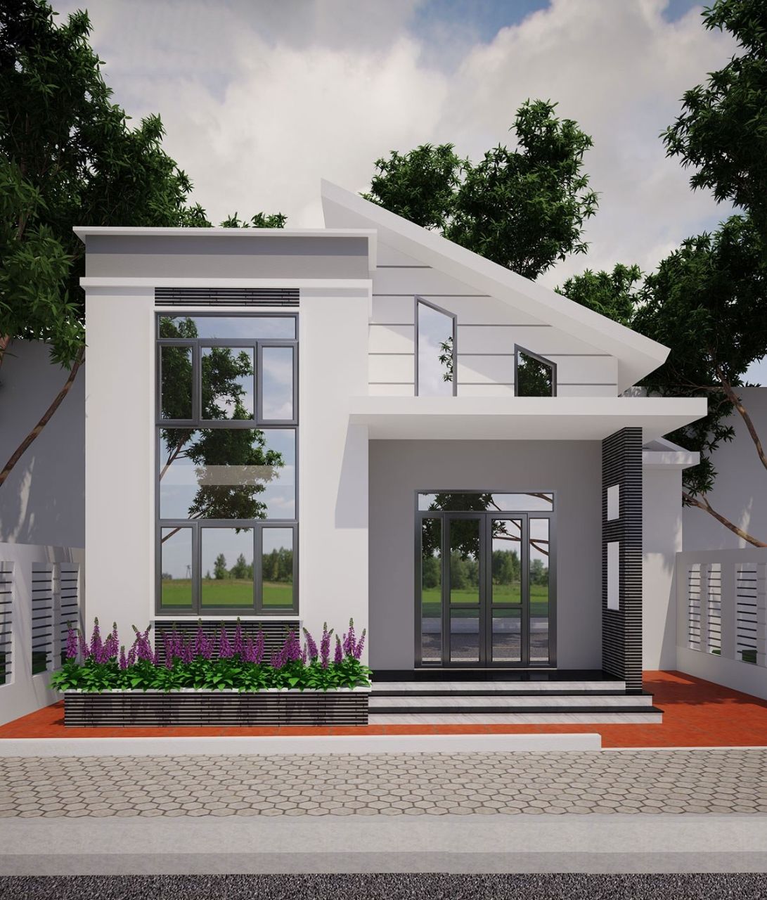 Mẫu 14: Phong cách nhà cấp 4 mái lệch tạo vẻ đẹp hiện đại, tinh tế