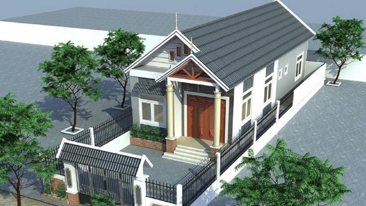 Mẫu 5: Nhà cấp 4 lợp mái tôn đen hiện đại