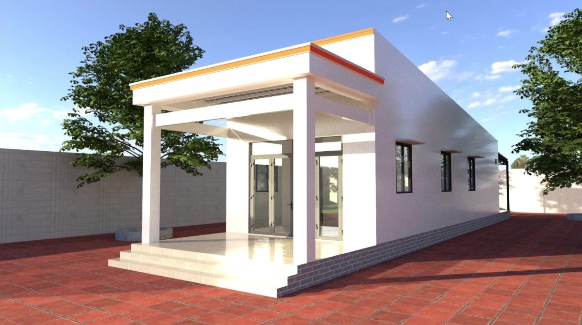 Mẫu 27: Mẫu nhà cấp 4 thiết kế dạng hình ống tiết kiệm diện tích