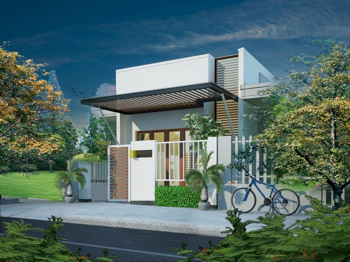 Mẫu 12: Thiết kế nhà cấp 4 đẹp với mái bằng hiện đại, tăng tính thẩm mỹ