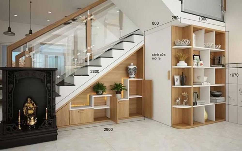 Mẫu kích thước tủ gầm cầu thang